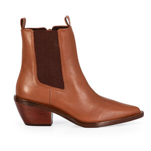 BOTA MARROM COURO CANO CURTO BICO FINO