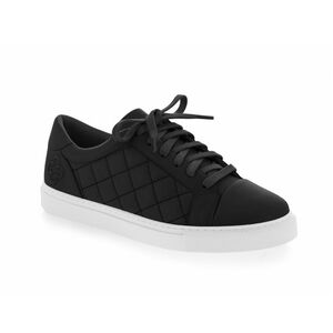 TÊNIS FEMININO PRETO DE COURO MATELASSÊ AMARRAÇÃO