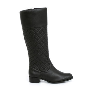 BOTA CANO LONGO PRETA DE COURO MATELASSÊ