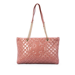 BOLSA ROSA MALVA DE COURO MATELASS&Ecirc; AL&Ccedil;A CORRENTE HOBO