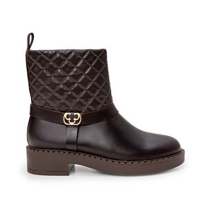 BOTA CANO CURTO MARROM DE COURO MATELASSÊ