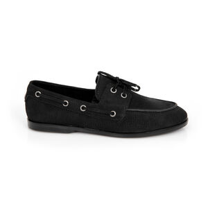 LOAFER MOCASSIM PRETO DE COURO NOBUCK