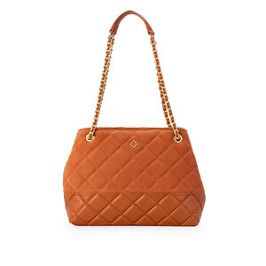 BOLSA CARAMELO COURO SUEDE MATELASS&Ecirc; HOBO