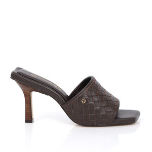 MULE SALTO ALTO DE COURO MARROM TRESS&Ecirc;