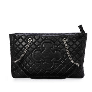 BOLSA PRETA DE COURO MATELASS&Ecirc; CARINA