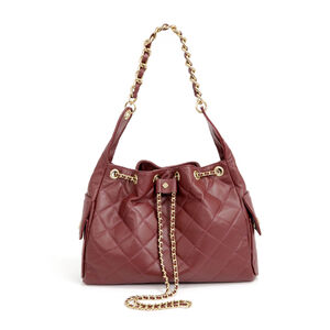 BOLSA SHOPPER BORDÔ DE COURO MATELASSÊ COM ALÇA CORRENTE