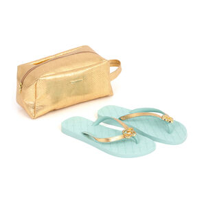 KIT CHINELO ACQUA MONOGRAMA + NECESSAIRE DOURADA