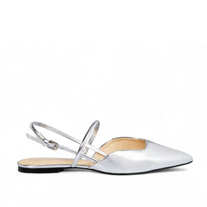 SAPATILHA SLINGBACK PRATEADA SPECCHIO DE COURO