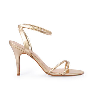 SAND&Aacute;LIA SALTO ALTO DOURADA METALIZADA DE COURO
