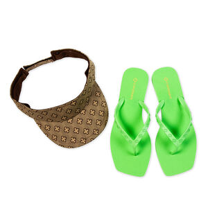 KIT CHINELO DE DEDO VERDE PISTACCHIO + VISEIRA MONOGRAMA