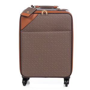 MALA DE BORDO 4 RODAS 360&deg; MARROM MONOGRAMA + TAG IDENTIFICA&Ccedil;&Atilde;O