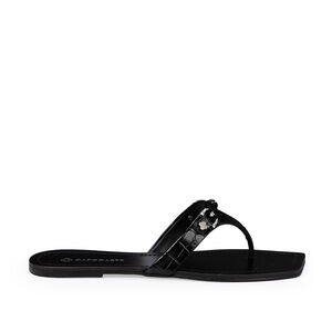 CHINELO RASTEIRO PRETO DE COURO BICO QUADRADO