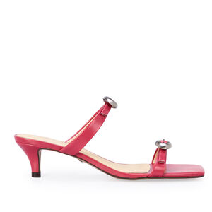 MULE ROSA MAGNÓLIA DE COURO COM FIVELAS