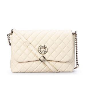 BOLSA BEGE VANILLA DE COURO MATELASS&Ecirc; SHOULDER BAG