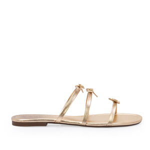 CHINELO RASTEIRO COURO DOURADO COM LA&Ccedil;OS