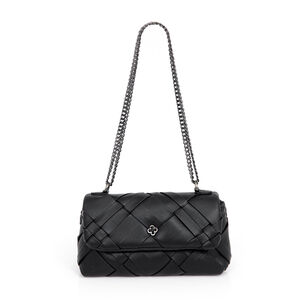 BOLSA SHOULDER BAG PRETA TRESSÊ COM ALÇA CORRENTE