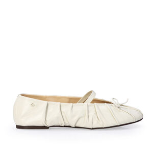 SAPATILHA BRANCA DUNA COURO DRAPEADO TIRA SUPERIOR