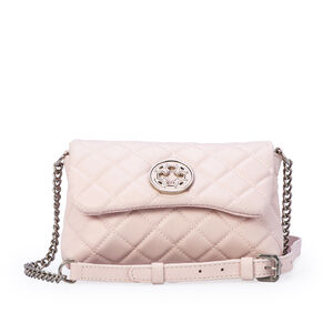 BOLSA PEQUENA ROSA PE&Ocirc;NIA DE COURO MATELASS&Ecirc; SHOULDER BAG