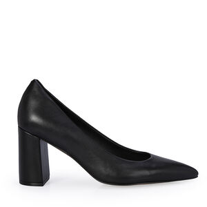 SCARPIN SALTO BLOCO PRETO DE COURO