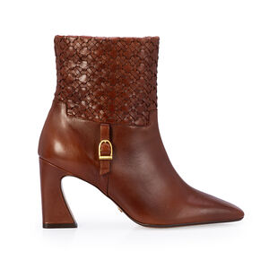 BOTA CANO CURTO MARROM COURO DETALHE TRESS&Ecirc;