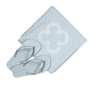 KIT INFANTIL CHINELO DE AZUL LISTRAS + LEN&Ccedil;O