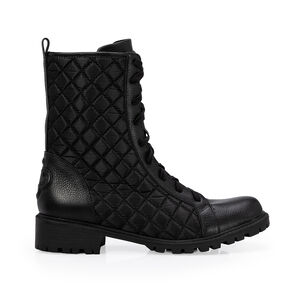 BOTA PRETA COTURNO SOLA TRATORADA COURO E NYLON