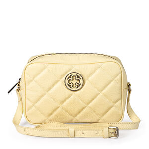 BOLSA PEQUENA CREME BRULLE DE COURO MATELASS&Ecirc;