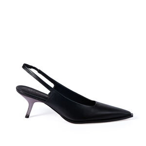 SCARPIN SLINGBACK PRETO DE COURO