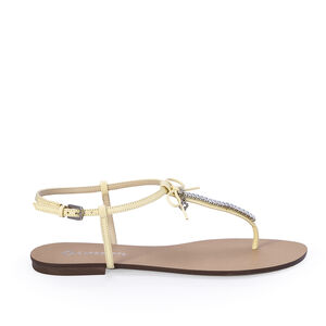 SANDÁLIA RASTEIRA CREME BRULLE DE COURO LAÇO