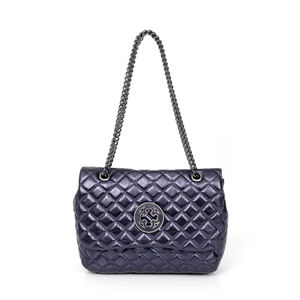 BOLSA OLÍVIA SHOULDER BAG DE COURO MARINHO AZZURRO MATELASSÊ
