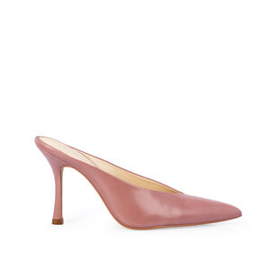 MULE SALTO ALTO ROSA MALVA DE COURO