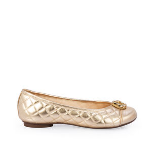 SAPATILHA DOURADA COURO BICO REDONDO CATHERINE