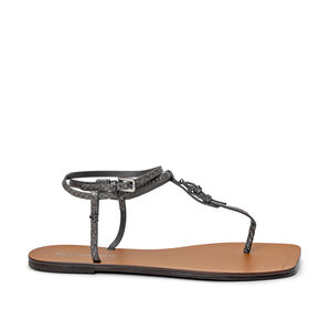 SAND&Aacute;LIA RASTEIRA BICO QUADRADO CINZA PETRA DE COURO