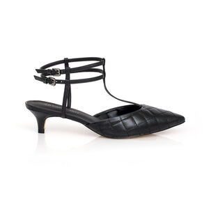 SCARPIN SLINGBACK PRETO DE COURO MATELASSÊ