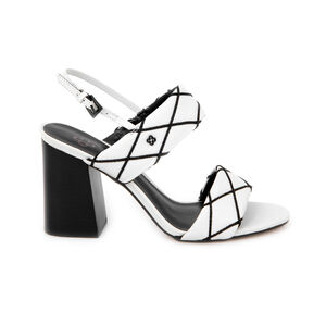 SANDÁLIA BRANCA E PRETA SALTO ALTO