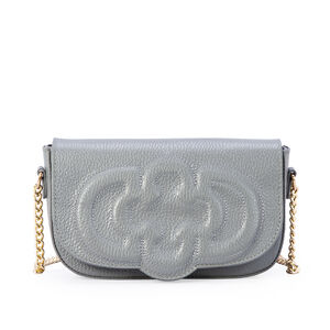 BOLSA PEQUENA CINZA CARBONO DE COURO SHOULDER BAG