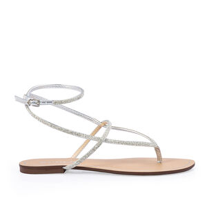 SAND&Aacute;LIA RASTEIRA PRATEADA COM BRILHOS