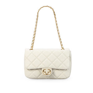 BOLSA BRANCA DUNA DE COURO MATELASS&Ecirc; AL&Ccedil;A CORRENTE