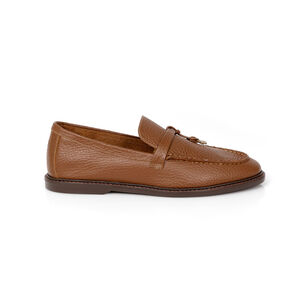 LOAFER MOCASSIM COURO CARAMELO FLOATER MOGNO