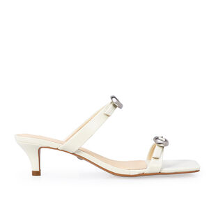 MULE BRANCA DUNA DE COURO COM FIVELAS