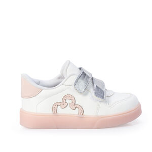 TÊNIS BEBÊ BRANCO E PRATA COM VELCRO