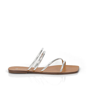 CHINELO RASTEIRO PRATA METALIZADO BICO QUADRADO
