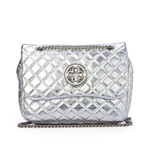 BOLSA PRATA METALIZADA DE COURO MATELASS&Ecirc; SHOULDER BAG
