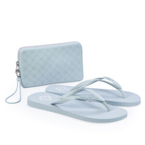 KIT CHINELO DE DEDO AZUL TURMALINA + PORTA CELULAR MONOGRAMA