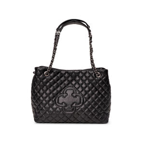 BOLSA HOBO PRETA DE COURO MATELASSÊ CARINA