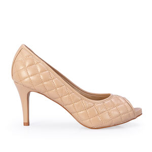 PEEP TOE NUDE SEDA COURO MATELASS&Ecirc;