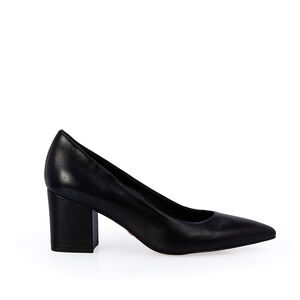 SCARPIN SALTO BLOCO DE COURO PRETO