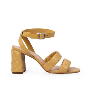 SANDÁLIA SALTO MÉDIO BEGE SAVANA DE COURO MATELASSÊ