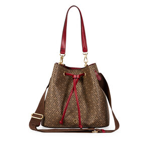 BOLSA BUCKET VERMELHA MONOGRAMA COM AL&Ccedil;A GORGUR&Atilde;O