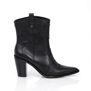 BOTA WESTERN PRETA DE COURO FLORATTA